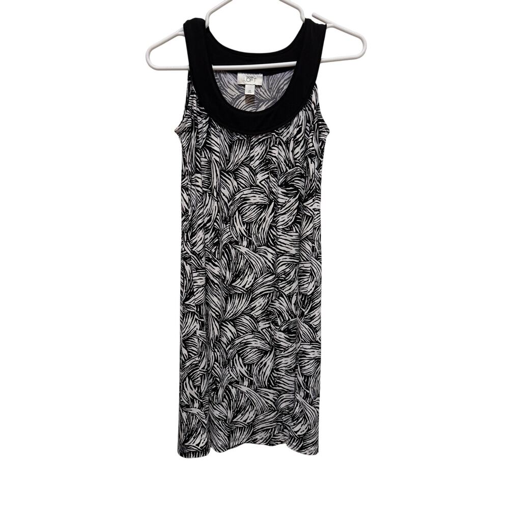 Ann Taylor Loft Black White Dress Sleeveless Size XS